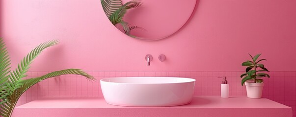 Bright bathroom with an empty toothbrush holder