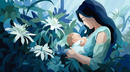 Artistic portrayal of mother and baby illustrating emotional disconnect due to postpartum depression