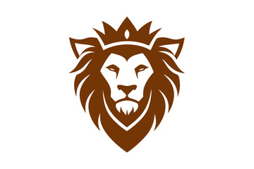  Lion head logo with wear crown vector illustration 