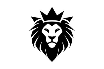  Lion head logo with wear crown vector illustration 