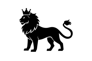  Lion head logo with wear crown vector illustration 