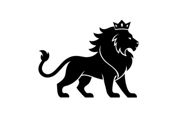  Lion head logo with wear crown vector illustration 