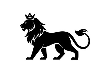  Lion head logo with wear crown vector illustration 
