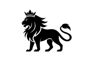  Lion head logo with wear crown vector illustration 