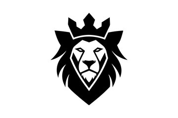  Lion head logo with wear crown vector illustration 