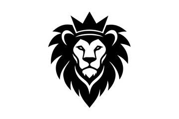  Lion head logo with wear crown vector illustration 