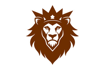  Lion head logo with wear crown vector illustration 