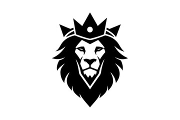 Lion head logo with wear crown vector illustration 
