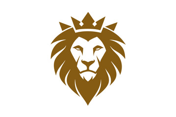  Lion head logo with wear crown vector illustration 