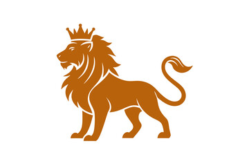  Lion head logo with wear crown vector illustration 