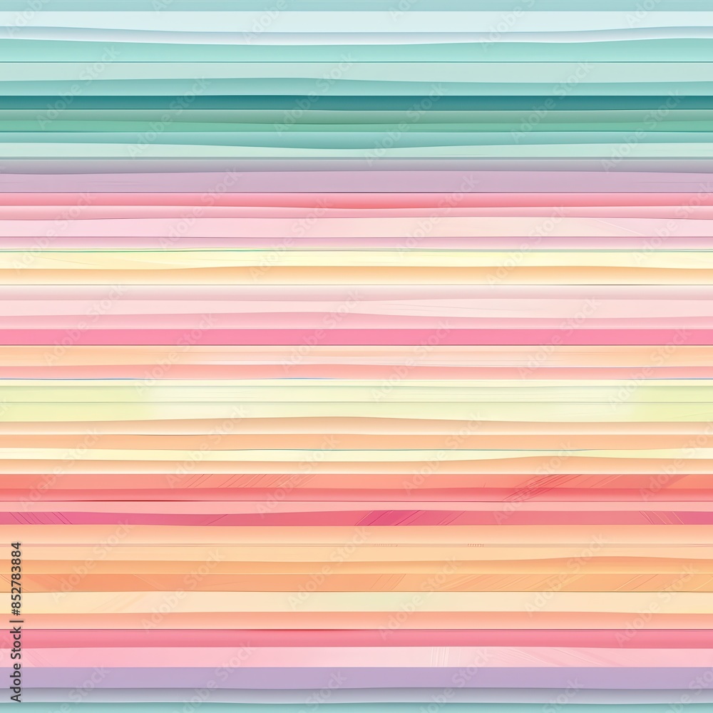Poster This image features a watercolor pattern with pastel colors. The background is made up of numerous horizontal stripes in various shades of blue, green, purple, pink, yellow, and orange. The stripes ar