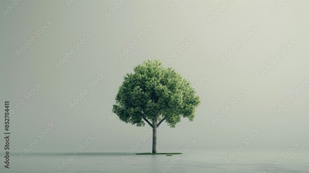 Aufkleber on world environment day a lone tree stands against a blank backdrop ready to be showered with graph