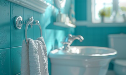 Bright bathroom with an empty wall hook