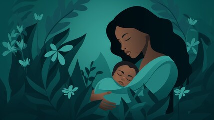 Illustration of a mother s postpartum depression causing emotional distance from her baby