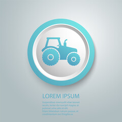 Tractor icon in modern flat style sign