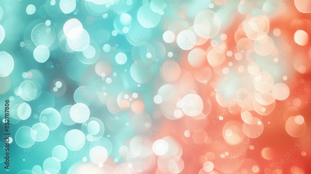Poster A soft, abstract background featuring a blend of teal and orange bokeh. The image captures a dreamy, ethereal quality with out-of-focus lights creating a vibrant and visually appealing effect.