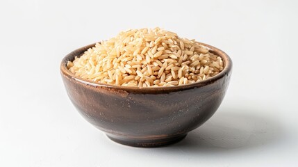 Brown Rice Flakes in a bowl on a white background