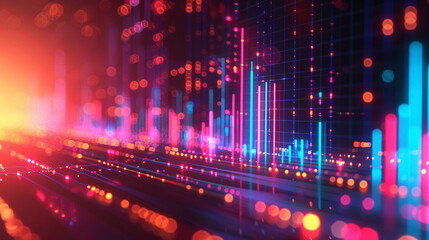Obraz premium Digital chart displaying market growth and economic analysis with vibrant colors