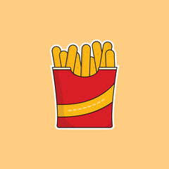 icon sticker french fries delicious fast food and drink vector illustration concept.premium vector illustration