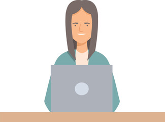 Smiling woman working at her desk on her laptop computer