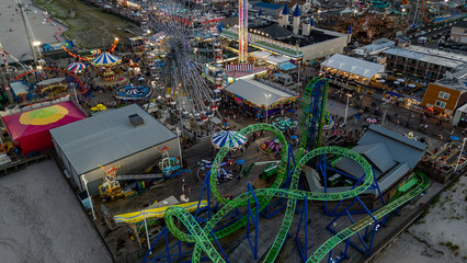 Aerial Drone of Seaside Heights Boardwalk