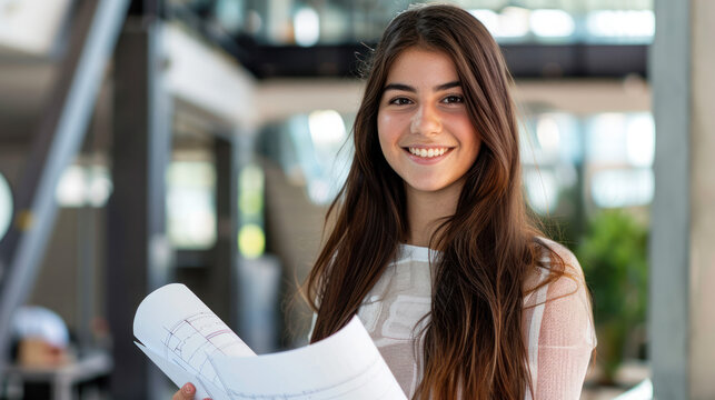 Redefining Spaces: Young Female Architect., Professional Environment, Diverse Workforce, Corporate Photography, Team Collaboration, Engaged Employees, Authentic Work Settings.