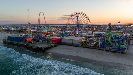 Fototapeta premium Aerial Drone of Seaside Heights Boardwalk