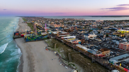 Obraz premium Aerial Drone of Seaside Heights Boardwalk