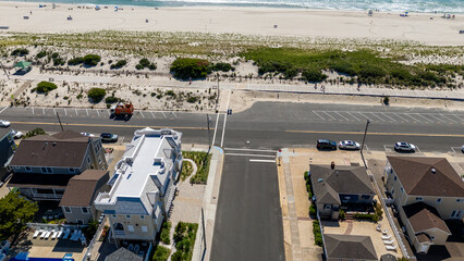 Aerial Drone of Seaside Heights Boardwalk
