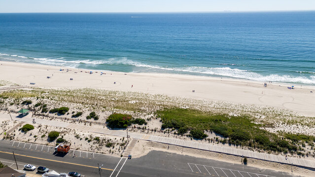 Aerial Drone of Seaside Heights Boardwalk