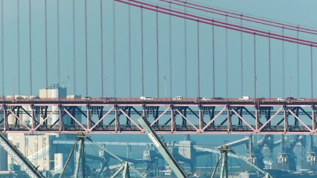 25 de Abril Bridge in Lisbon, capital of Portugal