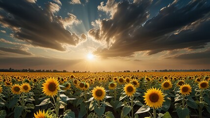 Obraz premium Sunflower Majesty: Towering Bloom in the Garden