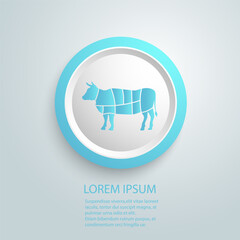 Obraz premium Beef butcher diagram template. Cuts of Beef. Vintage template for groceries, butcher shop, meat packaging. Vector illustration