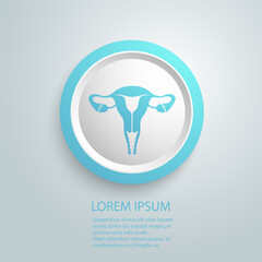 Female reproductive organs icon. Uterus sign in the circle isolated on white background. Female reproductive system symbol. Vector icon flat sign