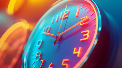Clock time light blue and orange