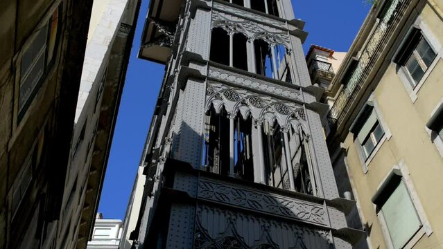 Santa Justa Lift in city of Lisbon, Portugal