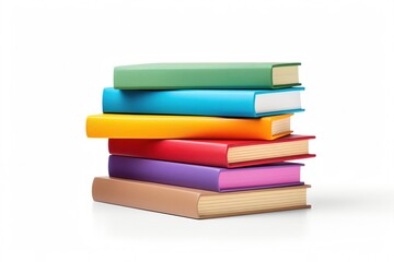 Fototapeta premium A stack of seven books with bright, solid-colored covers