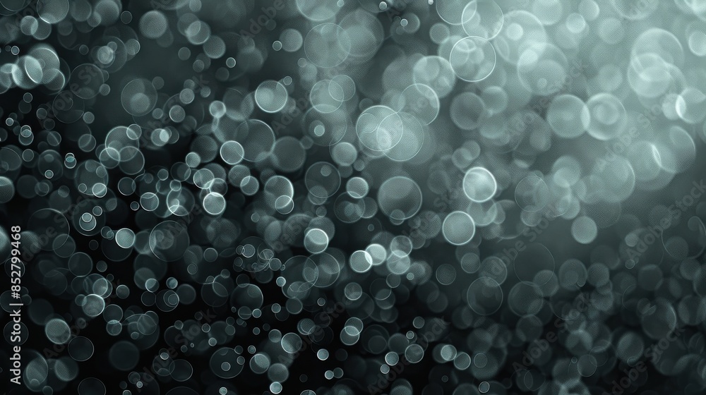 Fototapete A blurry image of a dark background with many small circles. The circles are of different sizes and are scattered all over the image. The image has a dreamy and ethereal quality to it