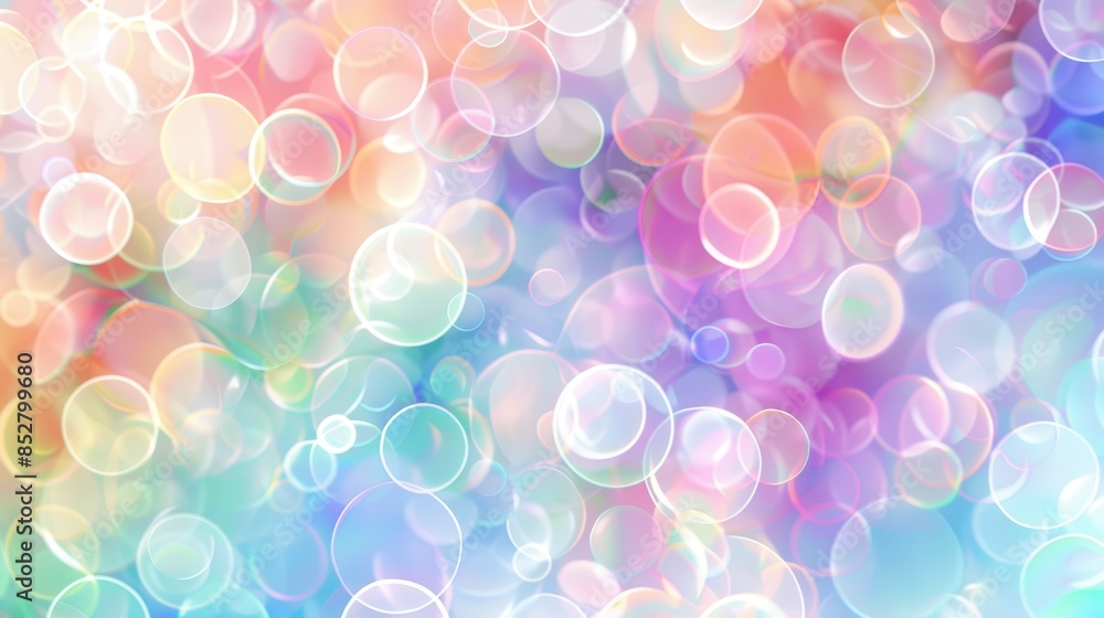 Poster A colorful background with many different colored circles. The circles are of various sizes and are scattered throughout the image. Scene is bright and cheerful, with the colors