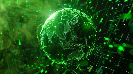 Fototapeta premium Abstract world map with glowing fiber optic spots