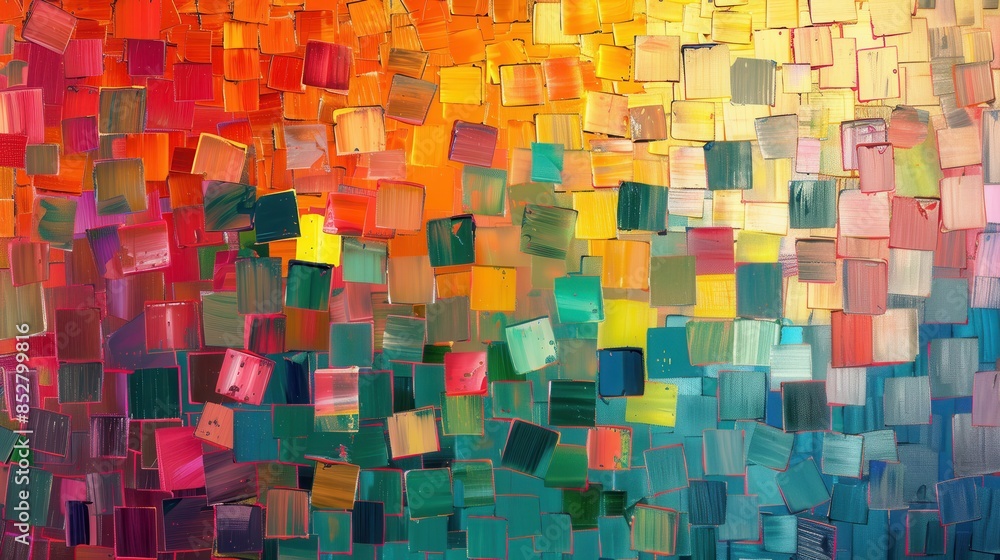 Poster a colorful painting with squares of different colors