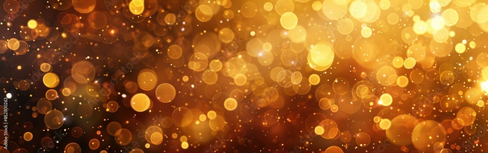 Poster A gold background with many small circles. The circles are of different sizes and are scattered throughout the image