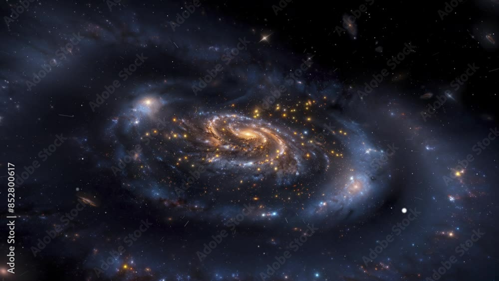 Wall mural a stunning view of the spiral galaxy, showcasing its glowing core and swirling arms filled with coun