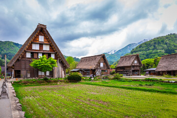 Landscape Traditional and Historical Japanese village Shirakawago in Gifu Prefecture Japan, Gokayama has been inscribed on the UNESCO World Heritage List due to its traditional Gassho-zukuri houses