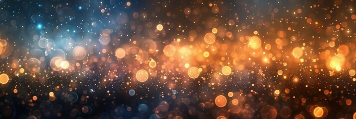 Fototapeta premium Sparkling Golden and Blue Bokeh Background