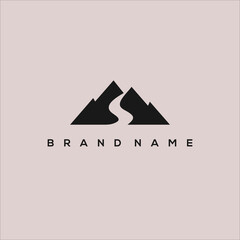 river in the middle of the mountain vector logo