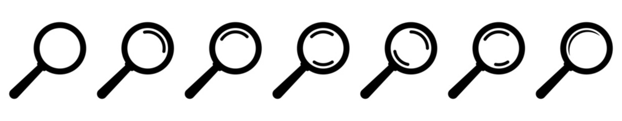 Magnifying glass icon, magnifier or loupe sign. Search icon.