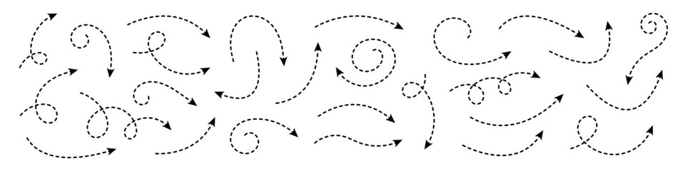 Curved dotted arrow. Zigzag arrow stripes design with dotted lines.