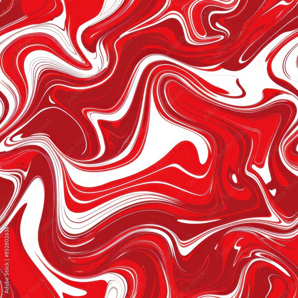 Aufkleber a digital illustration of swirling red and white liquid marble. the colors blend together in an abst