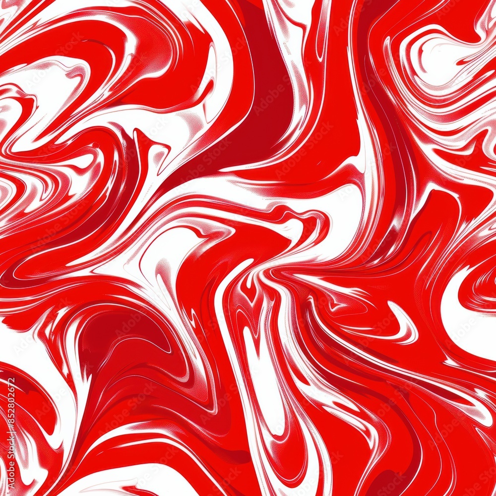 Aufkleber This image features a close-up view of an abstract, swirling marble pattern background in shades of red and white. The colors blend and intermingle in a dynamic and fluid design. The pattern evokes a 